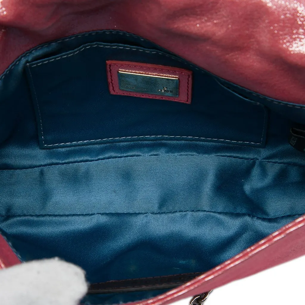 Fendi Lamé Leather Mia Chain Pochette Pink Very good - Model View