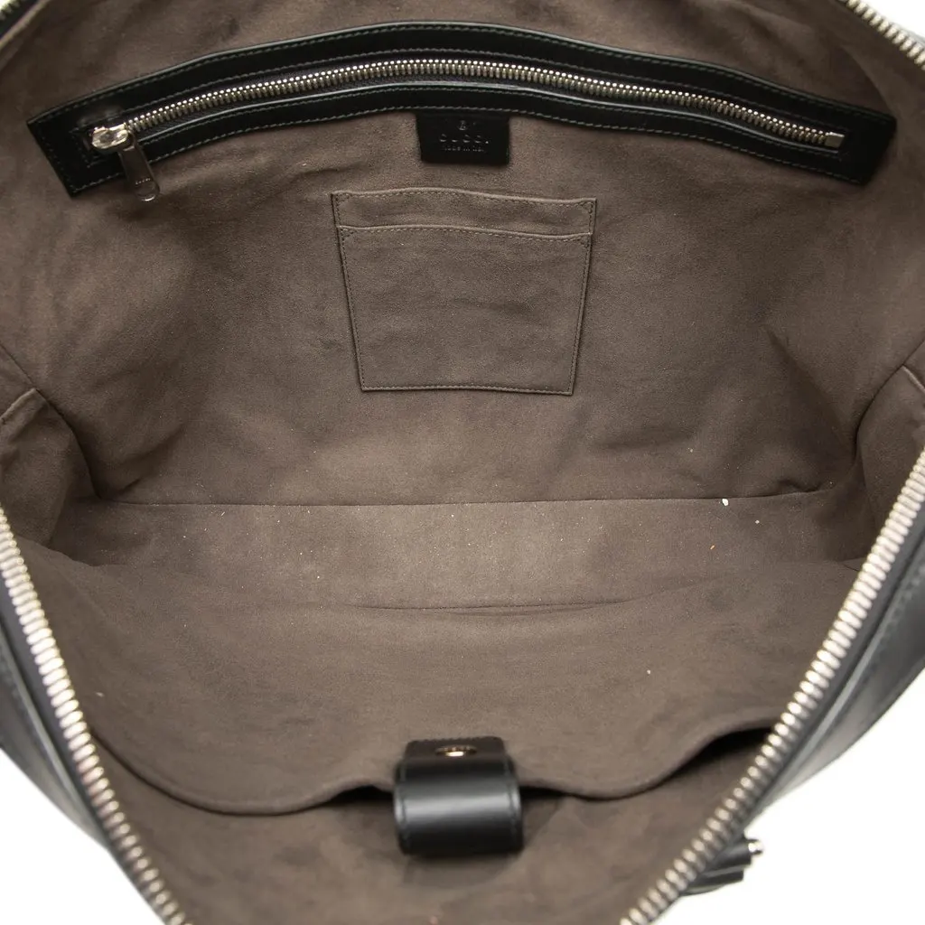 Gucci Guccissima Business Bag Black Leather Very good - Model View