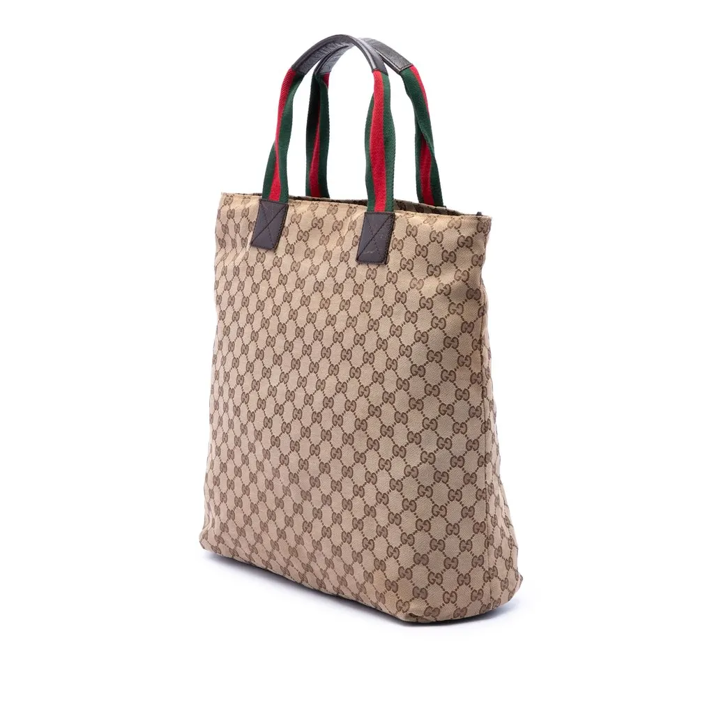Gucci GG Canvas Web Vertical Tote Beige Very good - Back View