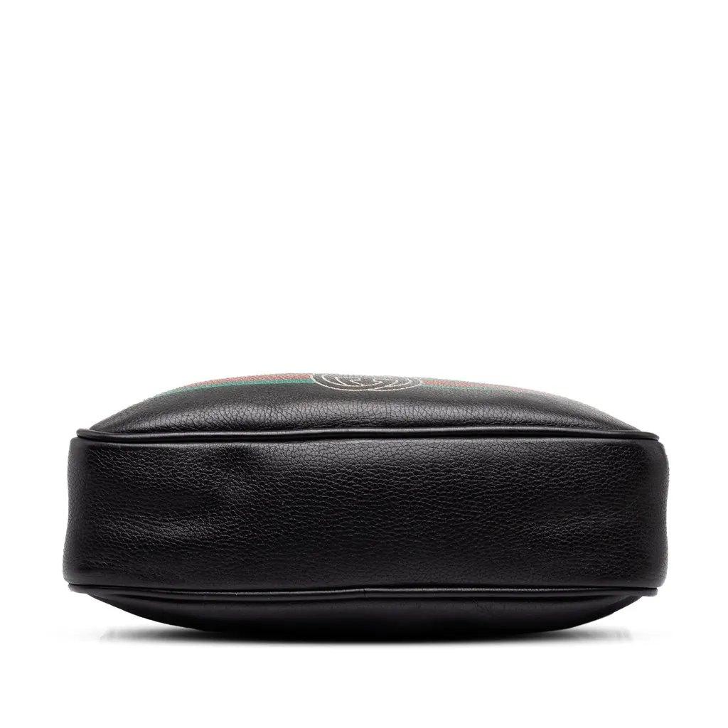 Gucci Grained Calfskin Logo Crossbody Black Leather Good - Inside View