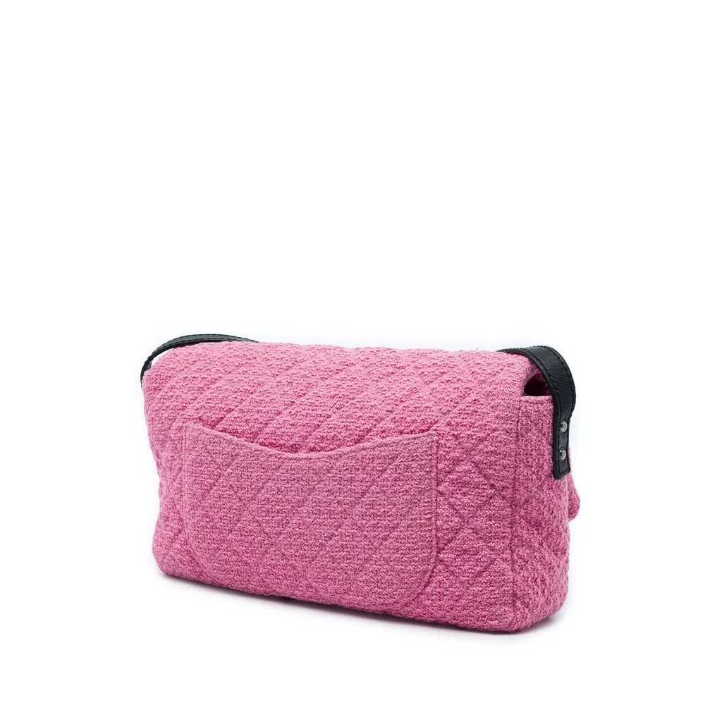 Chanel Jumbo Quilted Tweed Reissue 2.55 Easy Messenger Flap Pink Tweed Very good - Back View