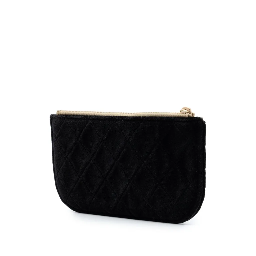 Chanel Small Quilted Velvet Medallion Zip Pouch Black Velvet Very good - Back View