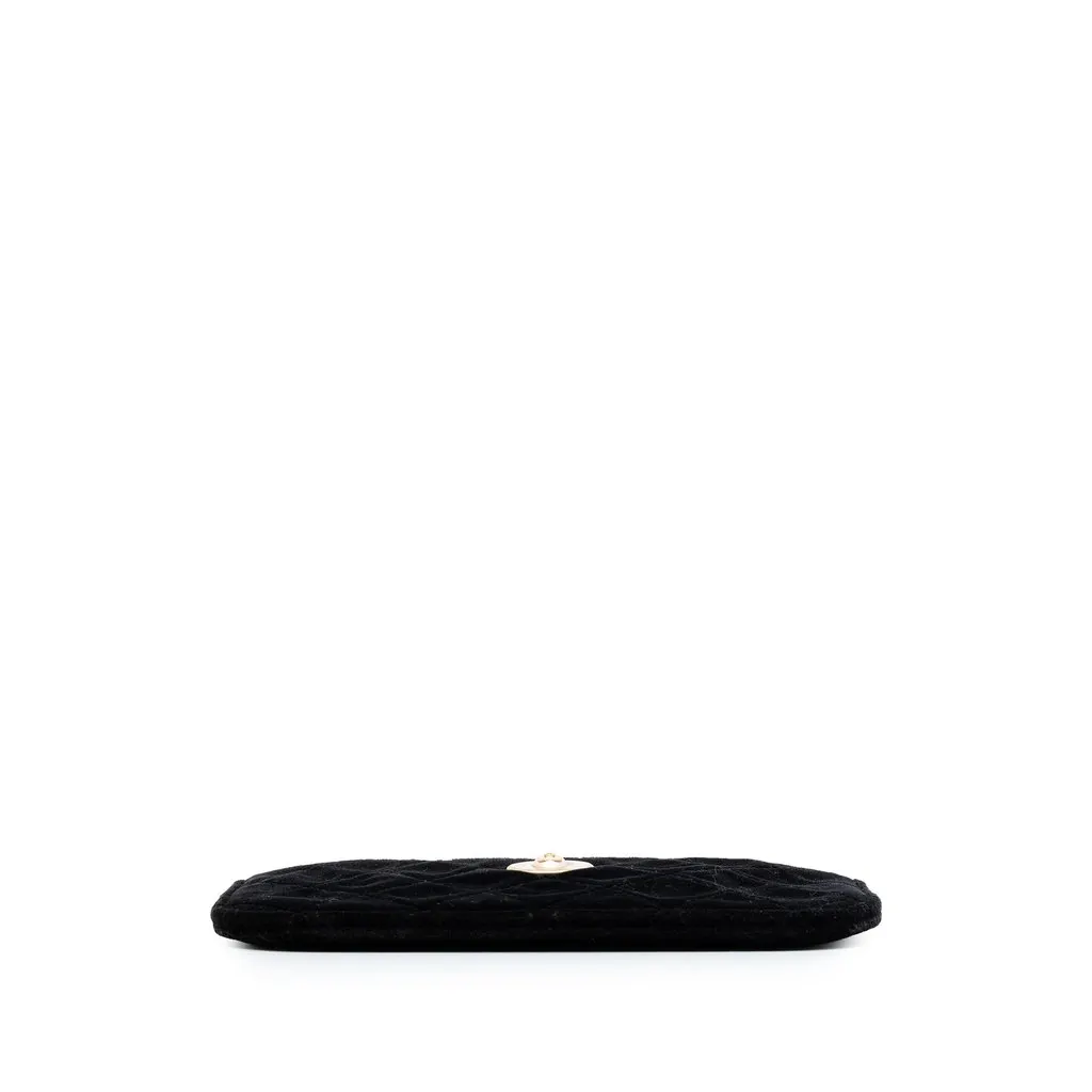 Chanel Small Quilted Velvet Medallion Zip Pouch Black Velvet Very good - Inside View