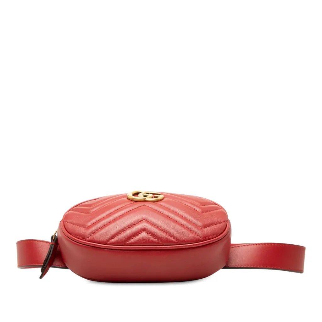 Gucci GG Marmont Matelasse Calfskin Belt Bag Red Leather Good - Inside View