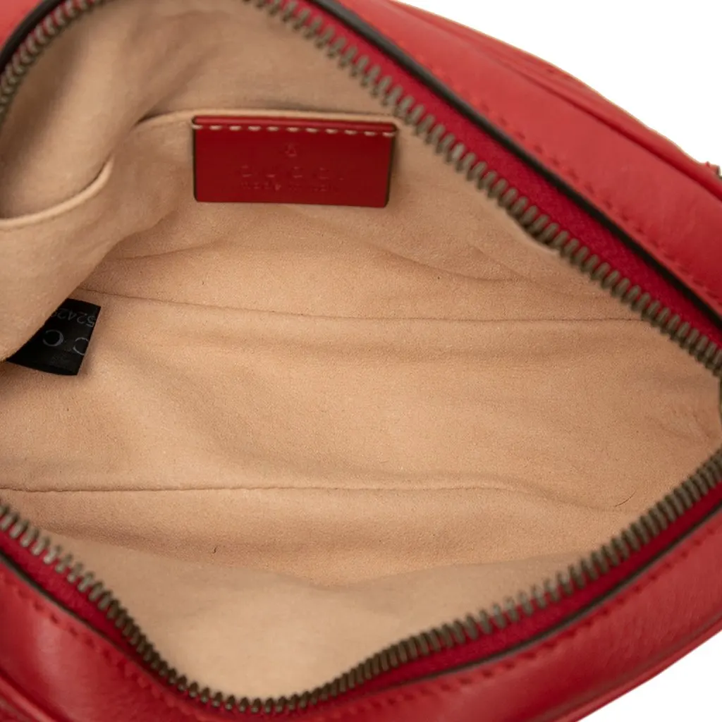 Gucci GG Marmont Matelasse Calfskin Belt Bag Red Leather Good - Model View