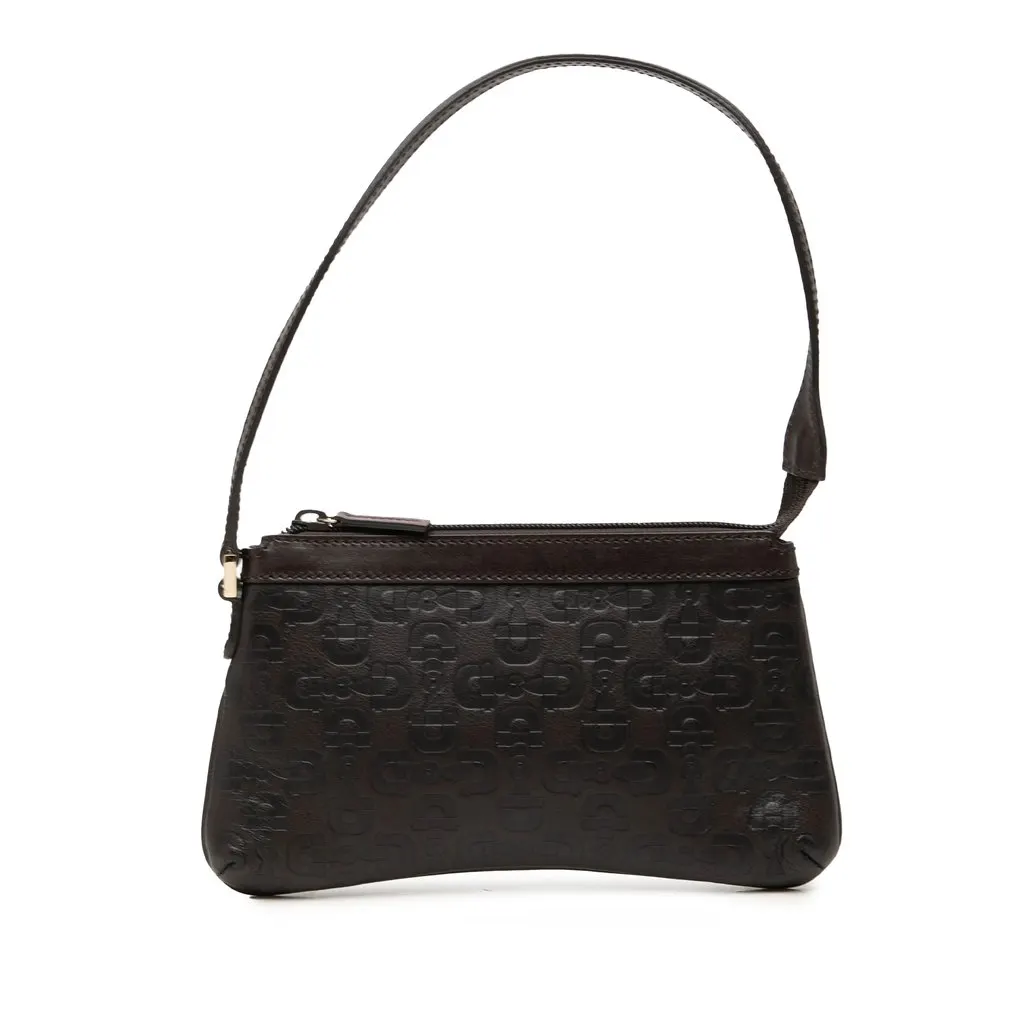 Gucci Horsebit Calfskin Shoulder Bag Brown Leather Very good - Front View