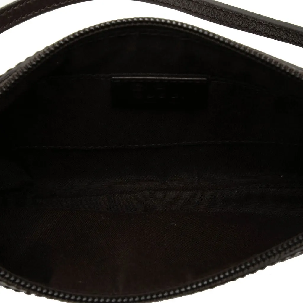 Gucci Horsebit Calfskin Shoulder Bag Brown Leather Very good - Model View