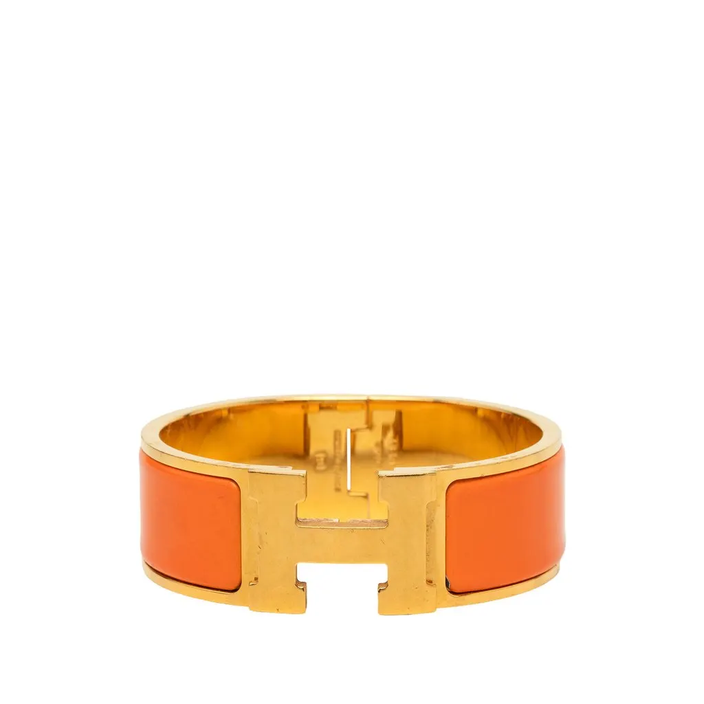 Hermès Wide Enamel Clic Clac H Bracelet PM Orange Enamel Very good - Front View
