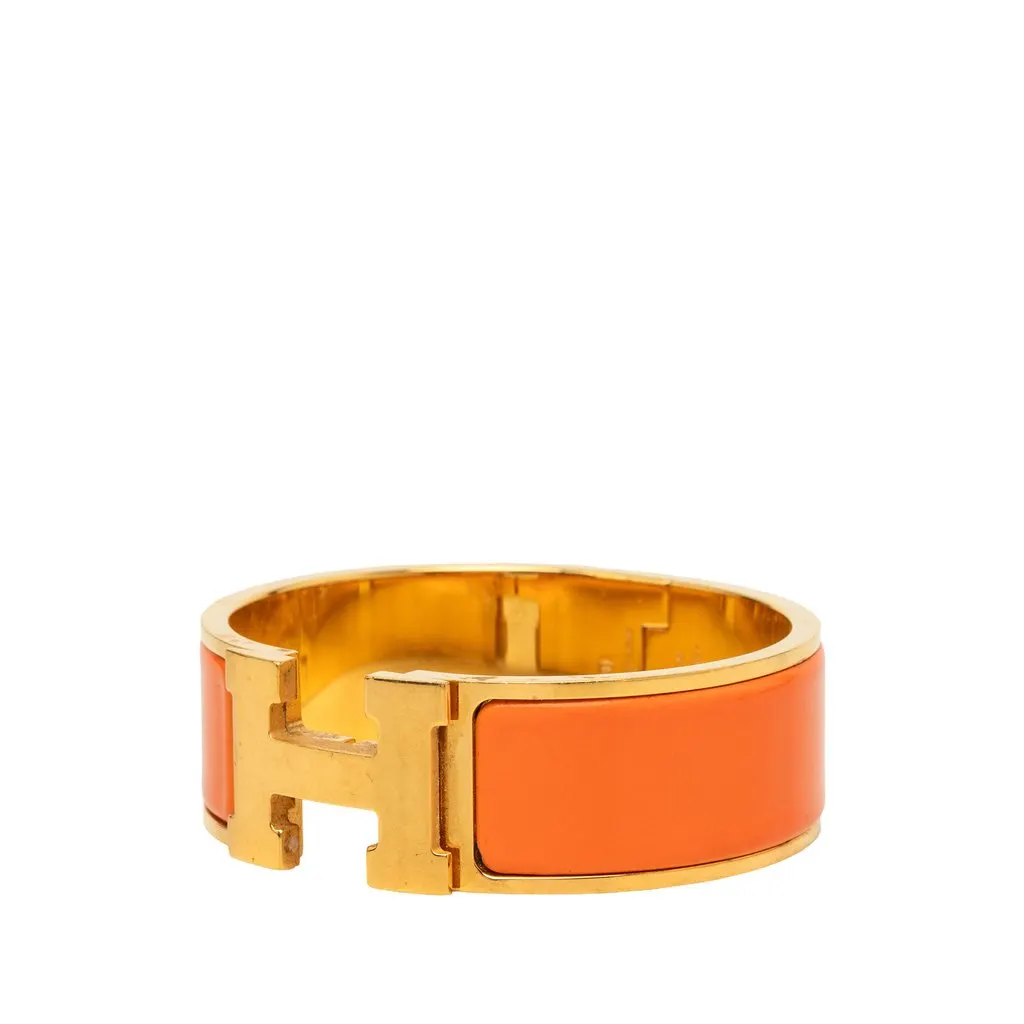 Hermès Wide Enamel Clic Clac H Bracelet PM Orange Enamel Very good - Back View
