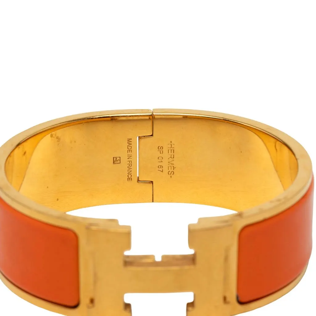 Hermès Wide Enamel Clic Clac H Bracelet PM Orange Enamel Very good - Model View
