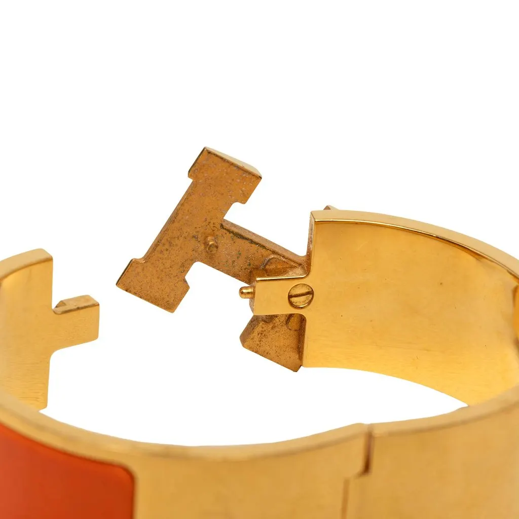 Hermès Wide Enamel Clic Clac H Bracelet PM Orange Enamel Very good - Box View