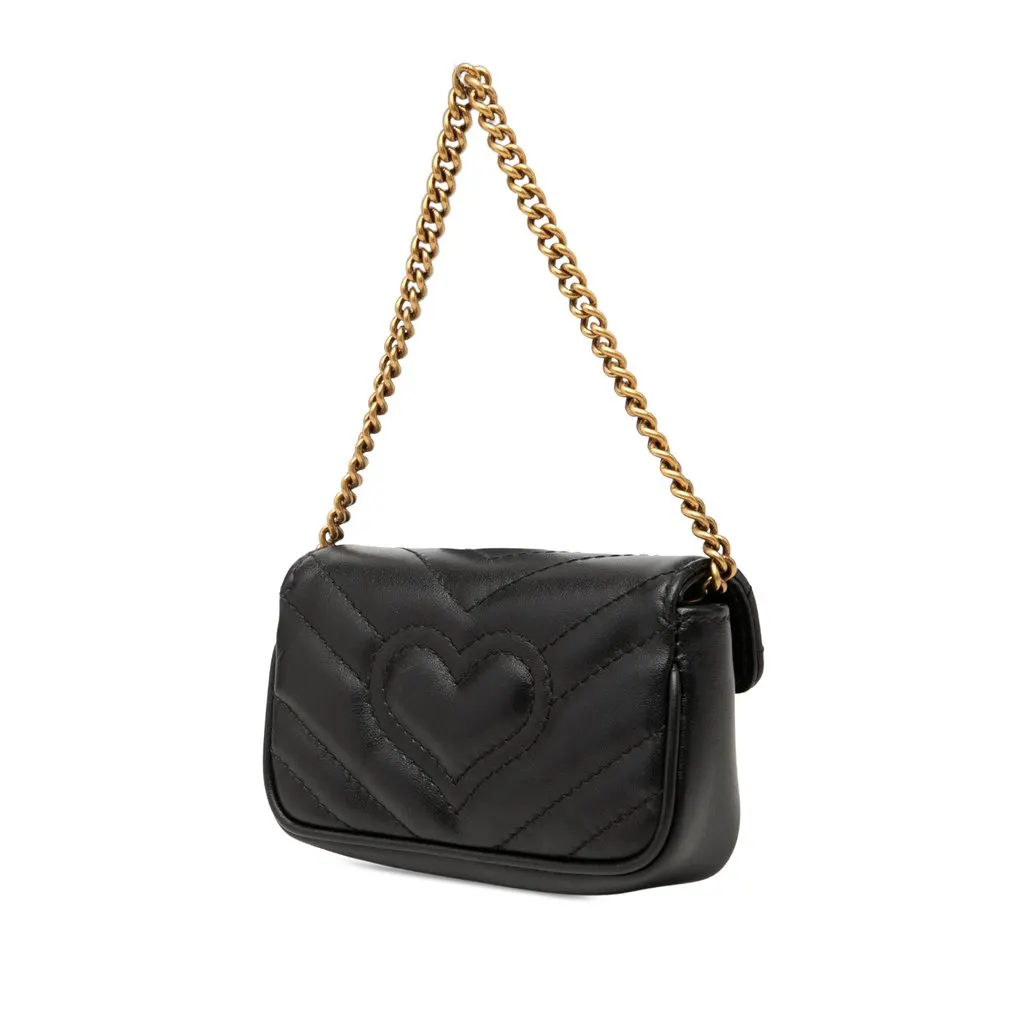 Gucci GG Marmont Matelasse Calfskin Coin Purse on Chain Black Leather Good - Back View