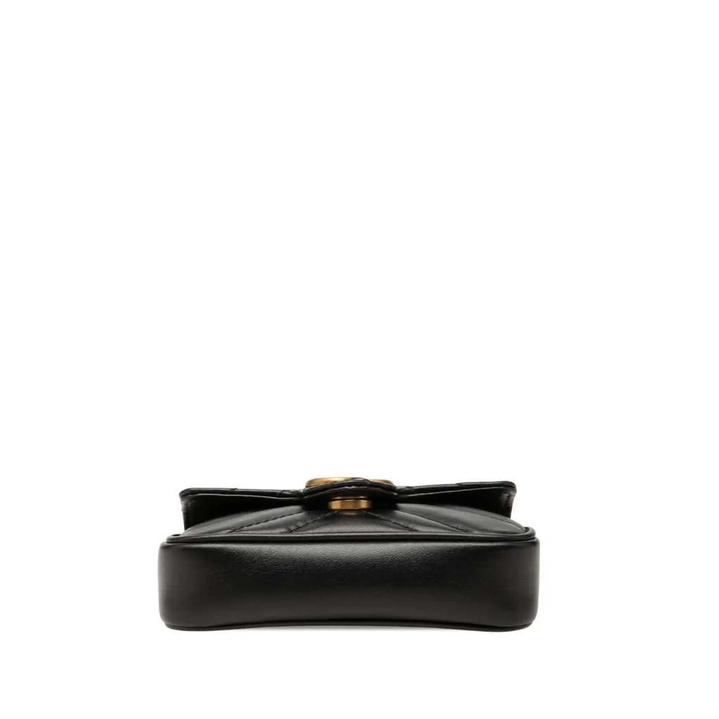 Gucci GG Marmont Matelasse Calfskin Coin Purse on Chain Black Leather Good - Inside View