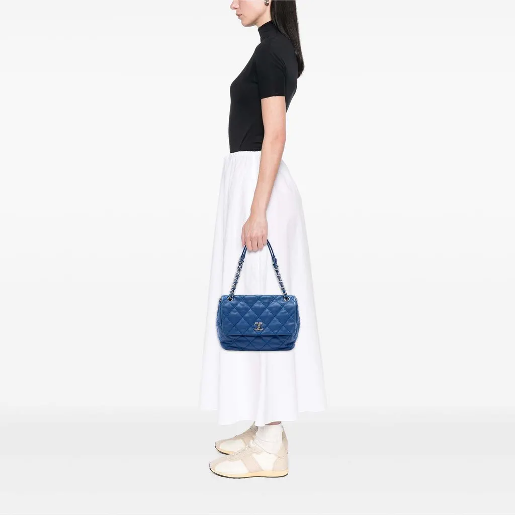 Chanel Small Quilted Calfskin Love Me Tender Flap Blue Leather Very good - Box View