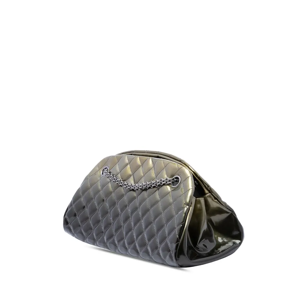 Chanel Medium Patent Ombre Just Mademoiselle Bowling Bag Green Leather Very good - Back View