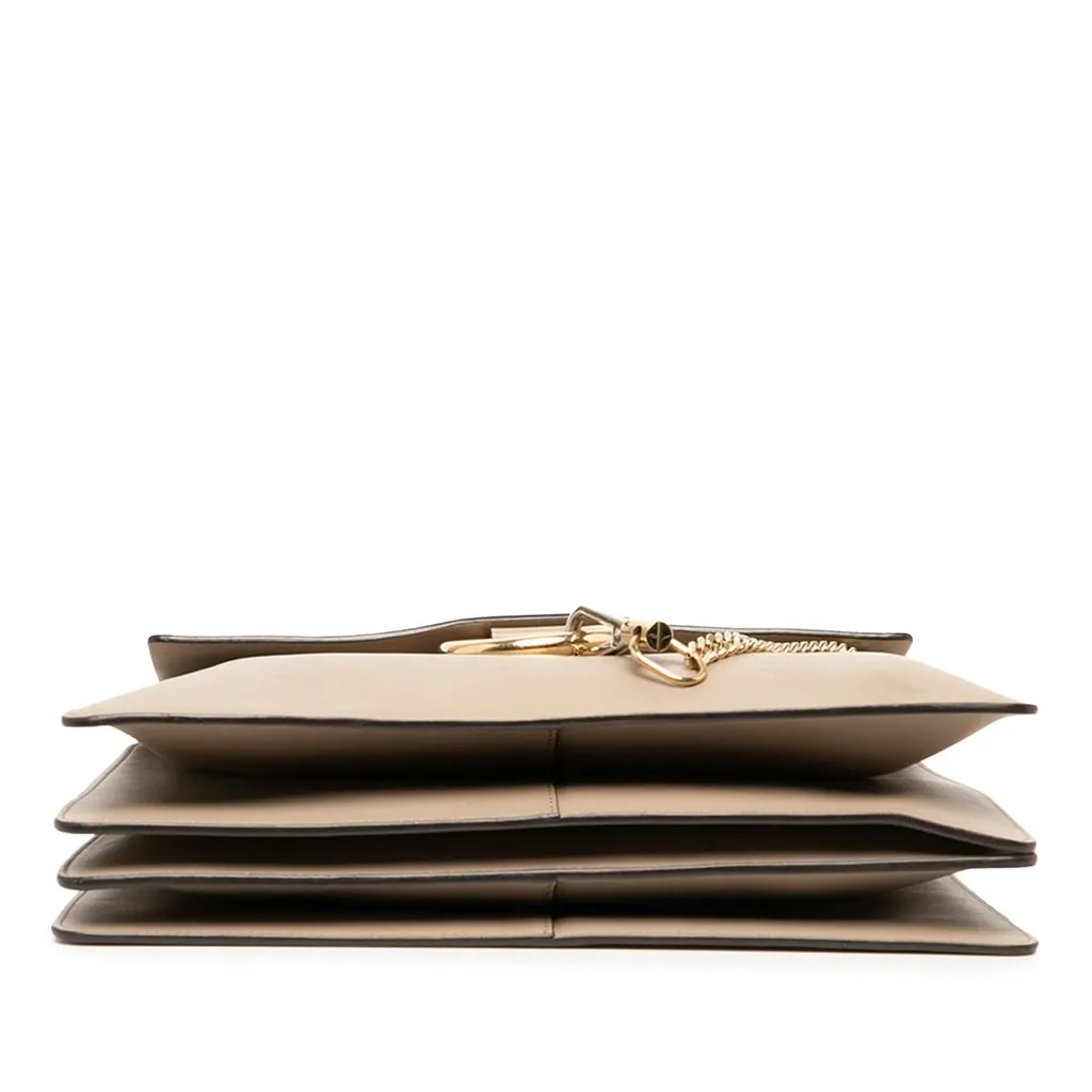 Chloé Medium Calfskin and Suede Faye Crossbody Brown Leather Good - Back View