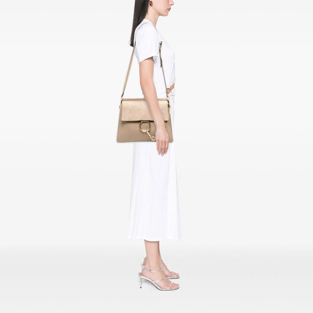 Chloé Medium Calfskin and Suede Faye Crossbody Brown Leather Good - Box View