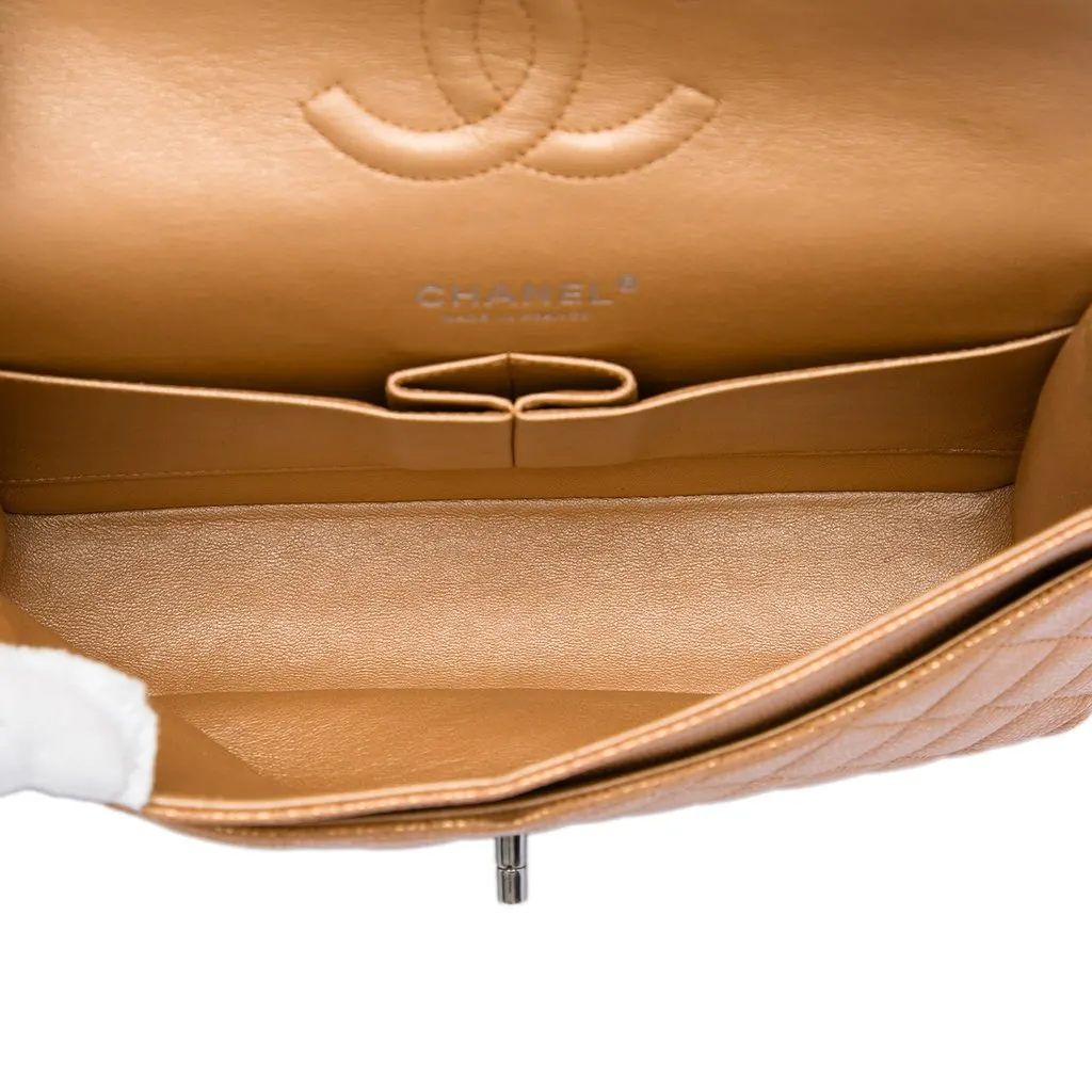 Chanel Medium Classic Metallic Caviar Double Flap Brown Leather Very good - Model View