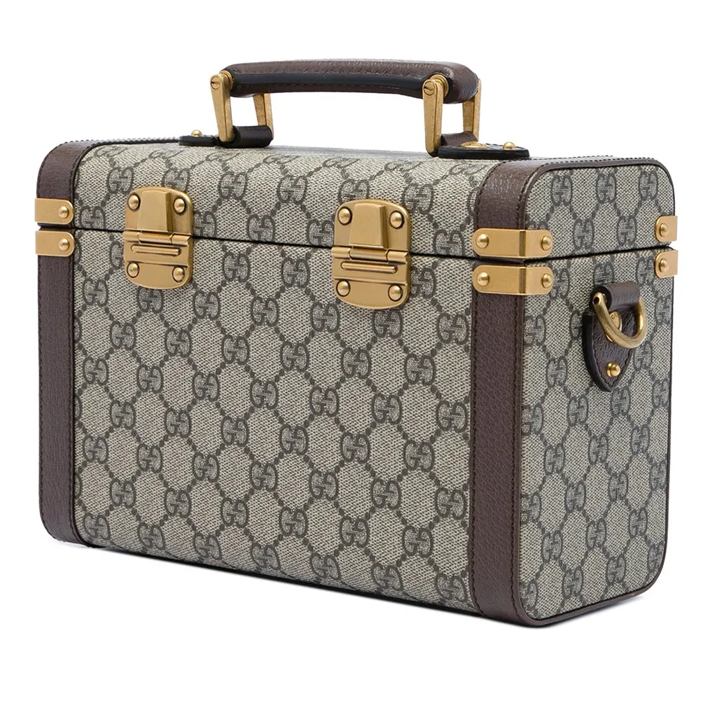 Gucci GG Supreme Web Savoy Top Handle Beauty Case Beige Very good - Back View
