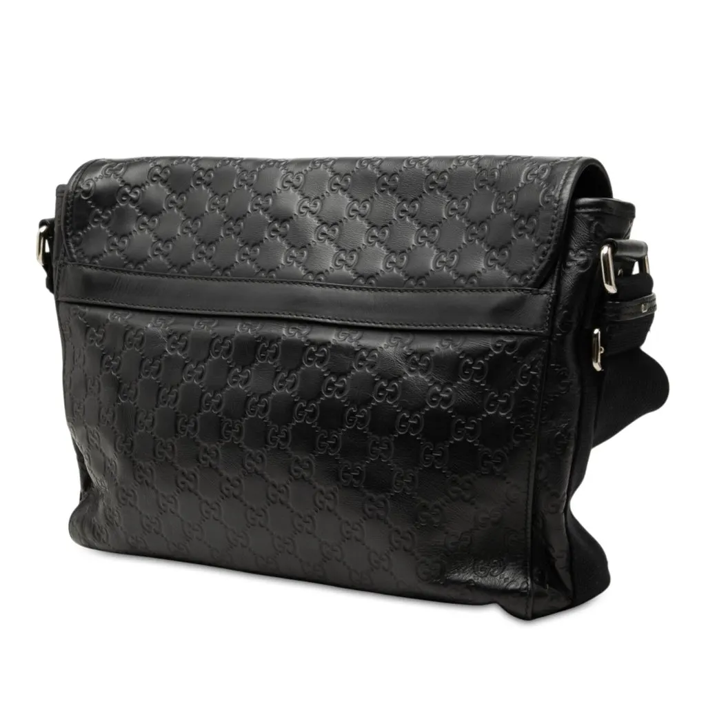Gucci Guccissima Web Crossbody Black Leather Very good - Back View