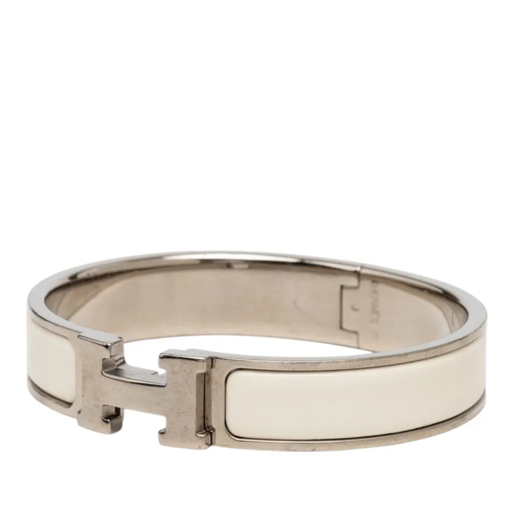 Hermès Narrow Enamel Clic H Bracelet PM White Very good - Back View