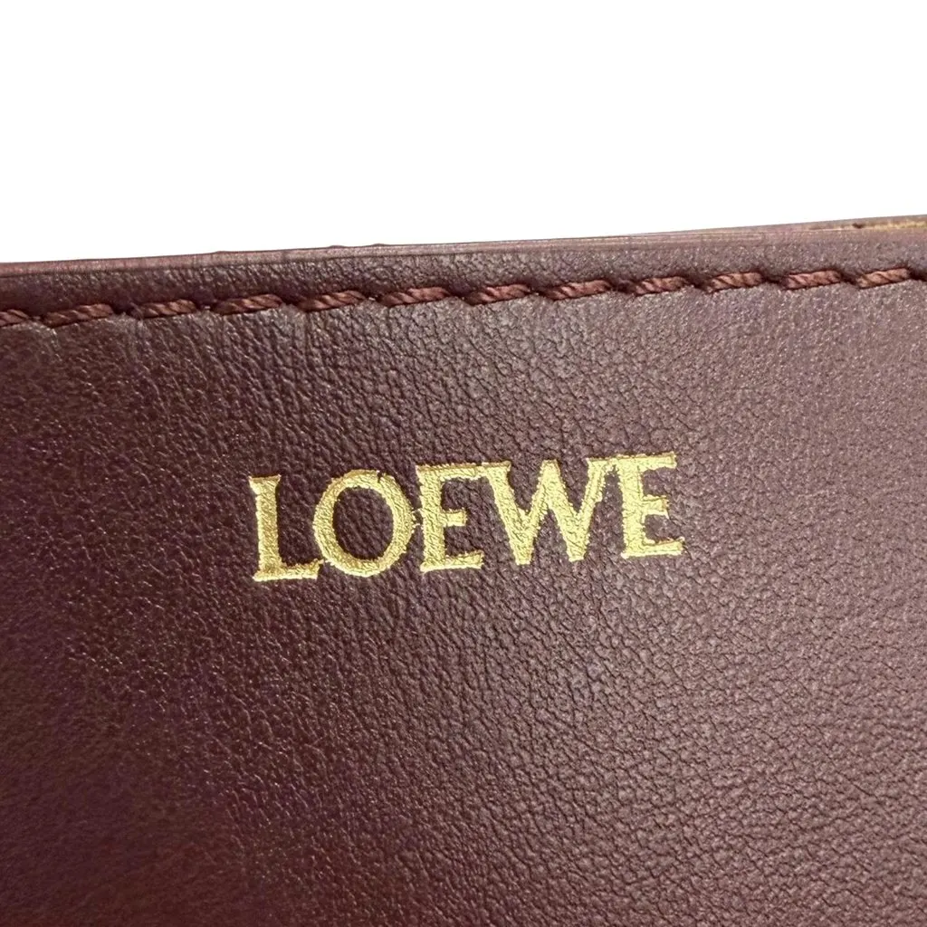 LOEWE Mini Shiny Calfskin Puzzle Fold Tote Red Leather Very good - Box View