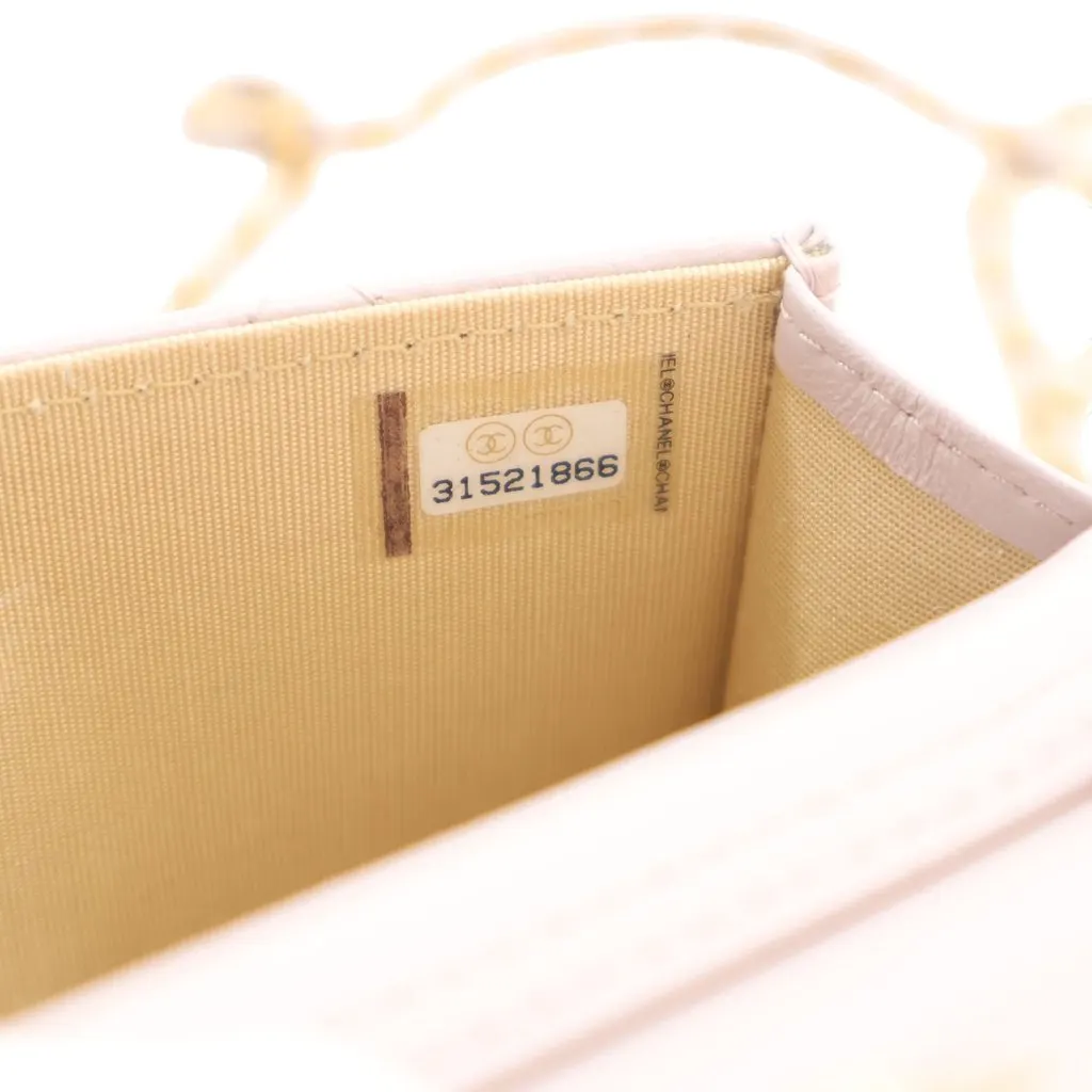 Chanel Mini Lambskin Pearl Crush Clutch On Chain Pink Leather Very good - Model View