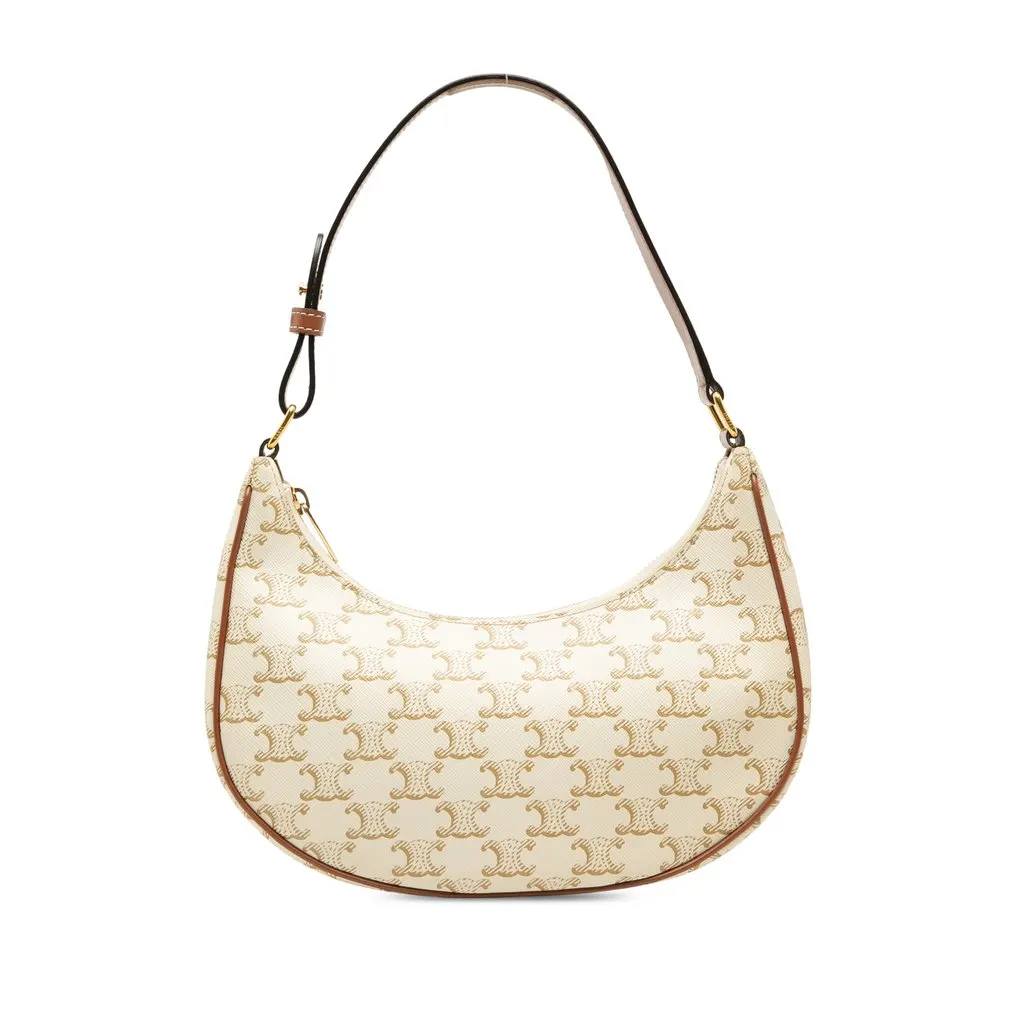 Celine Triomphe Coated Canvas Ava Shoulder Bag Brown Very good - Front View