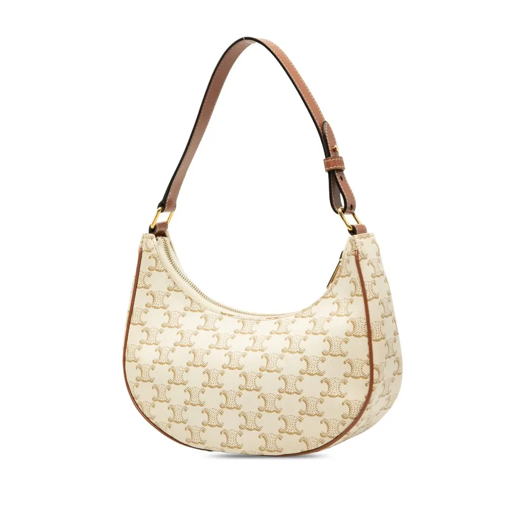Celine Triomphe Coated Canvas Ava Shoulder Bag Brown Very good - Back View