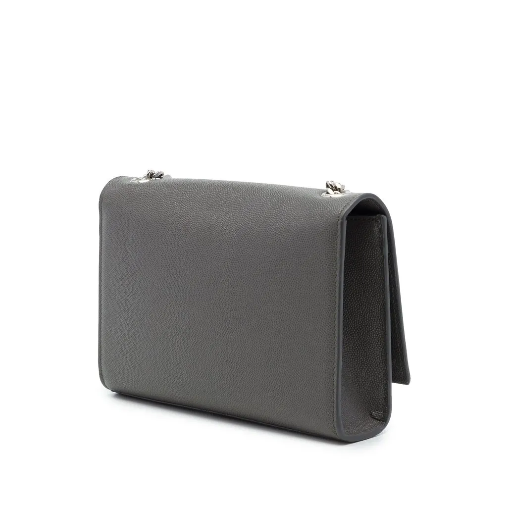 Saint Laurent Small Grain de Poudre Monogram Kate Tassel Crossbody Grey Leather Very good - Back View