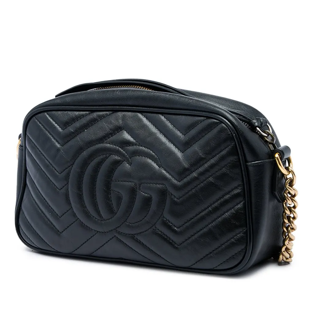 Gucci Small GG Marmont Matelasse Calfskin Crossbody Black Leather Very good - Back View