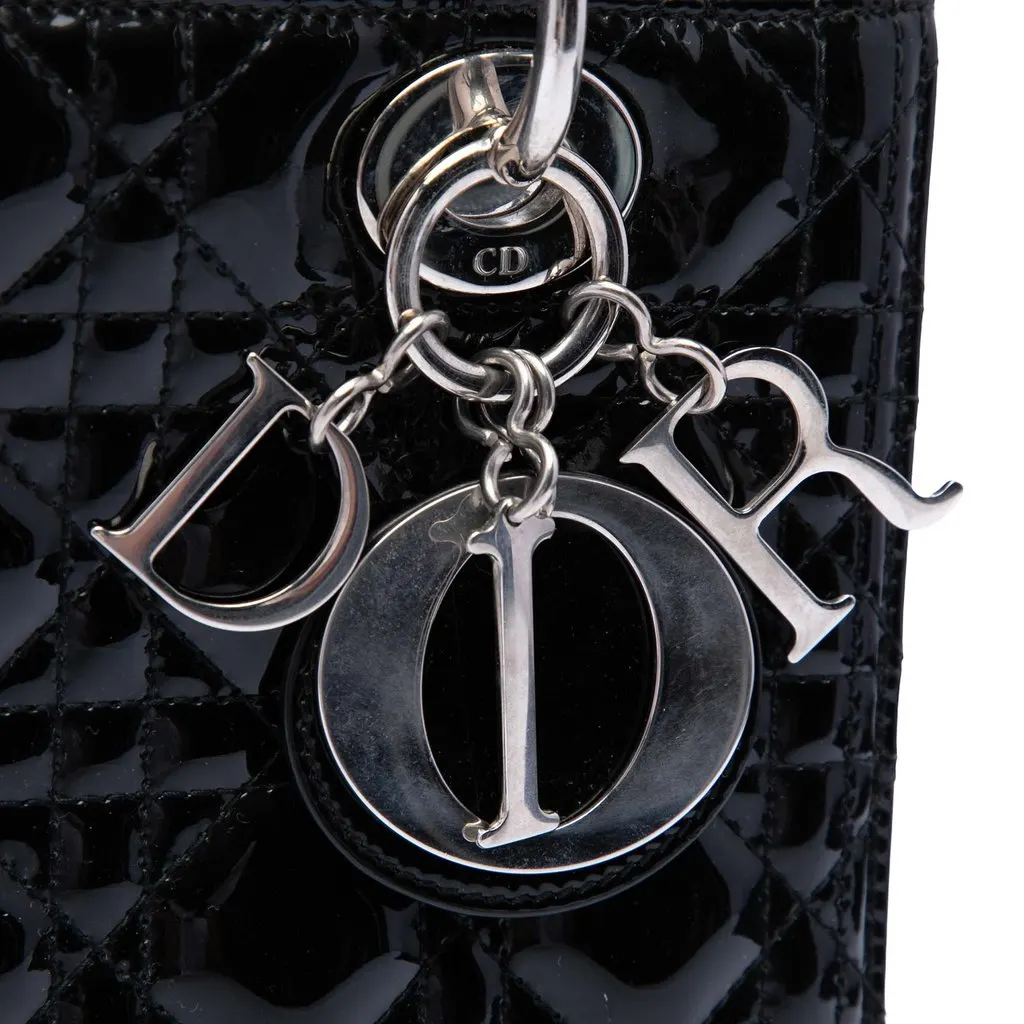 Dior Medium Patent Cannage Lady Dior Black Leather Very good - Box View