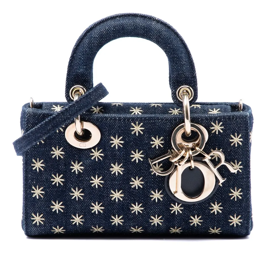 Dior Micro Star Embroidered Denim Lady D Joy Blue Denim Very good - Front View