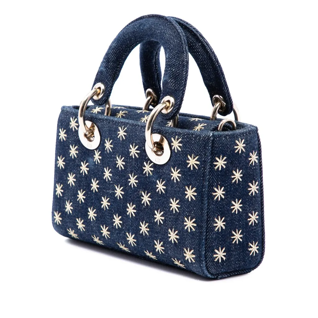 Dior Micro Star Embroidered Denim Lady D Joy Blue Denim Very good - Back View