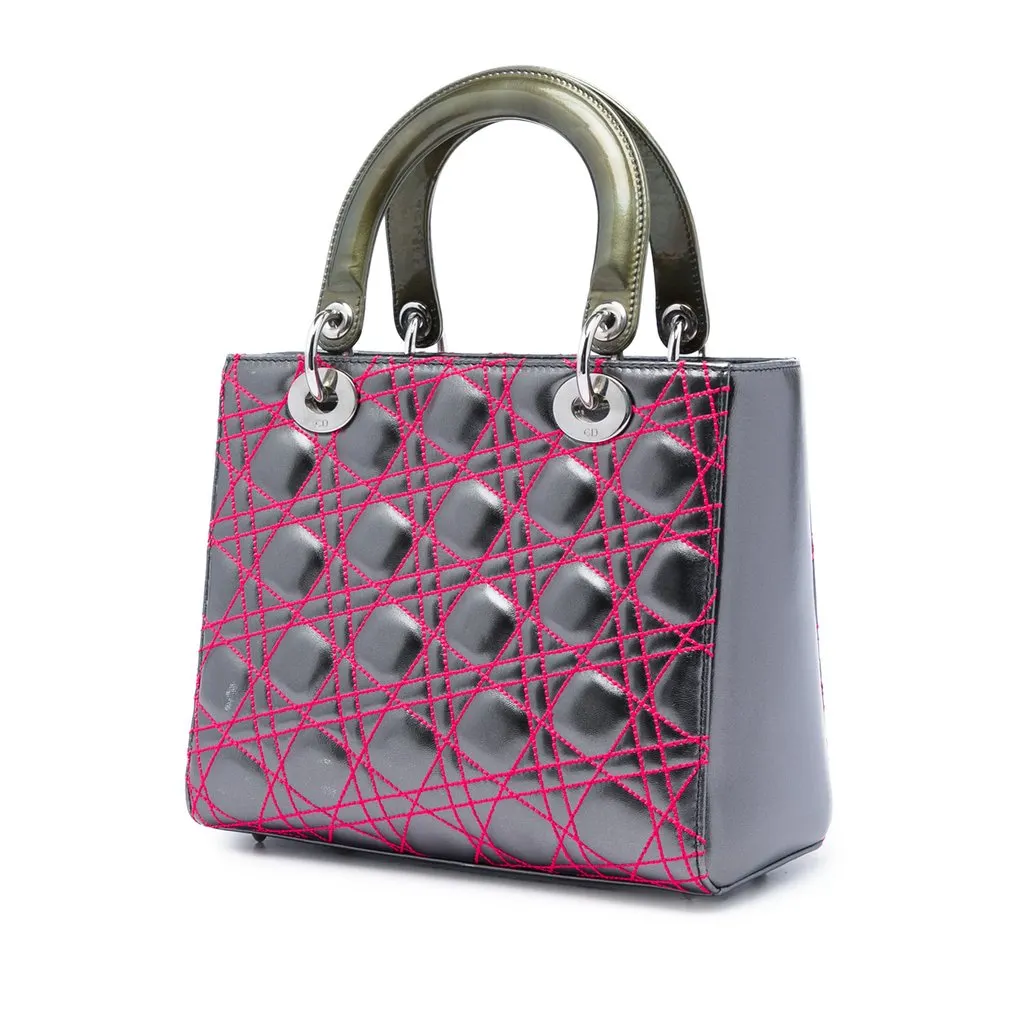 Dior Anselm Reyle Medium Metallic Lambskin Cannage Lady Dior MultiColor Leather Very good - Back View