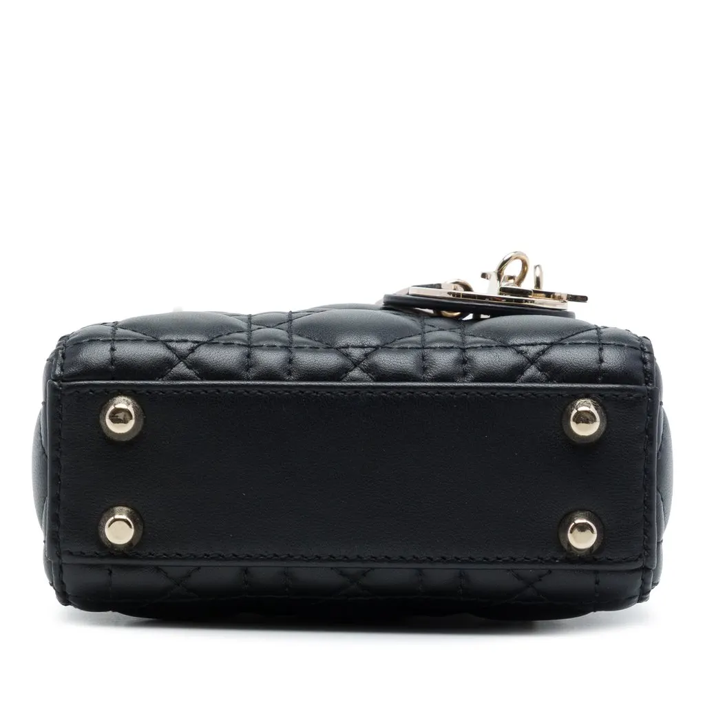 Dior Micro Lambskin Cannage Lady Dior Black Leather Very good - Inside View