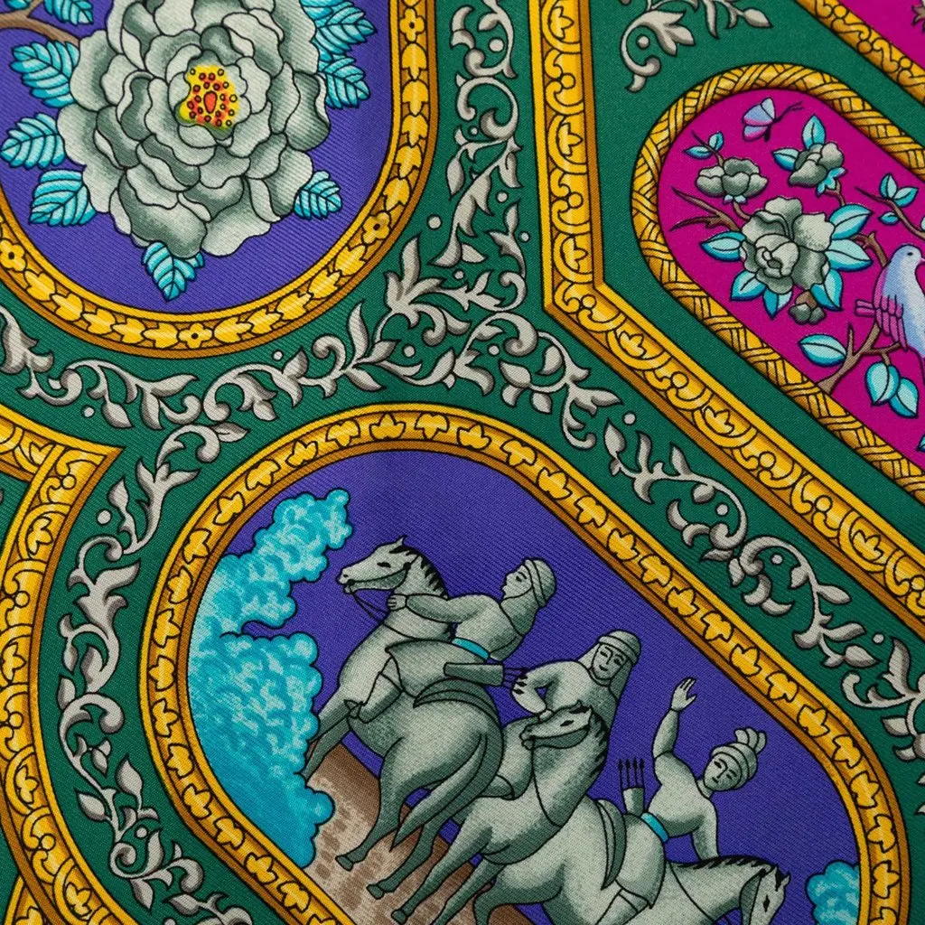 Hermès Qalamdan Silk Scarf Blue Very good - Model View