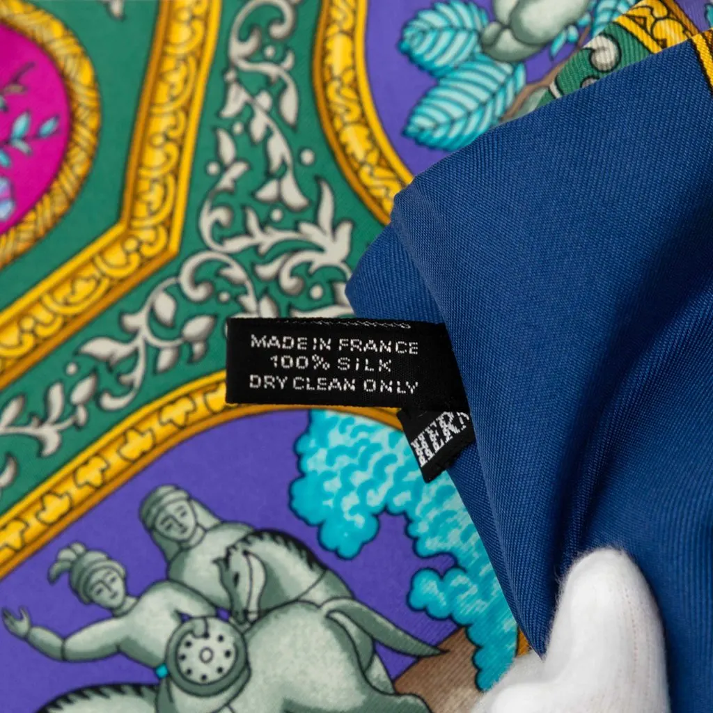 Hermès Qalamdan Silk Scarf Blue Very good - Box View