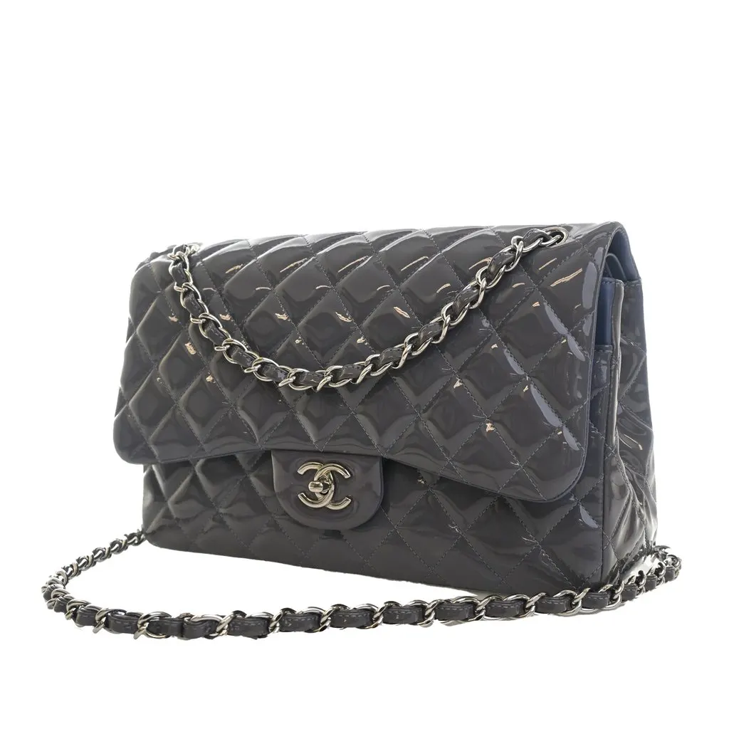 Chanel Jumbo Classic Striped Patent Double Flap MultiColor Leather Very good - Inside View