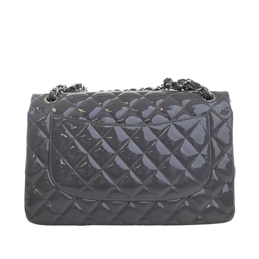 Chanel Jumbo Classic Striped Patent Double Flap MultiColor Leather Very good - Model View