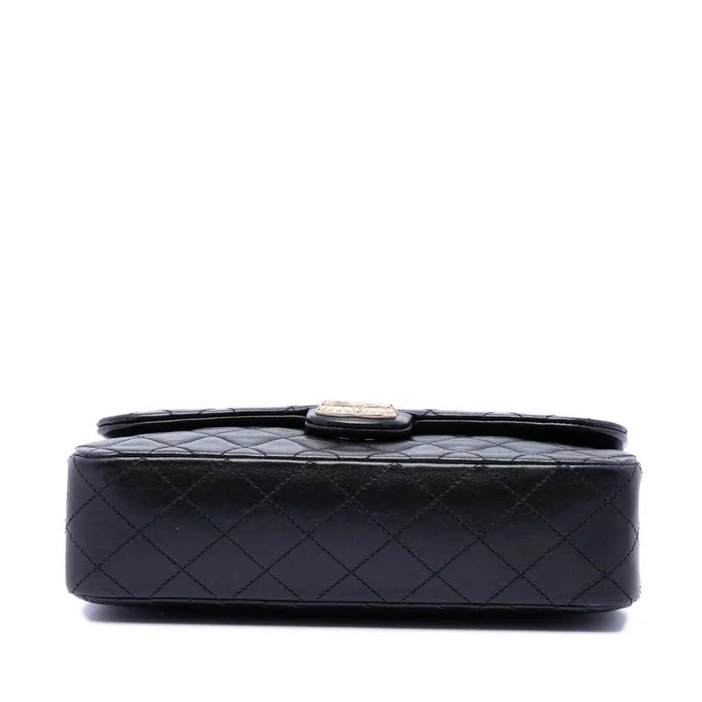 Chanel Medium Quilted Lambskin Westminster Pearl Flap Black Leather Good - Inside View