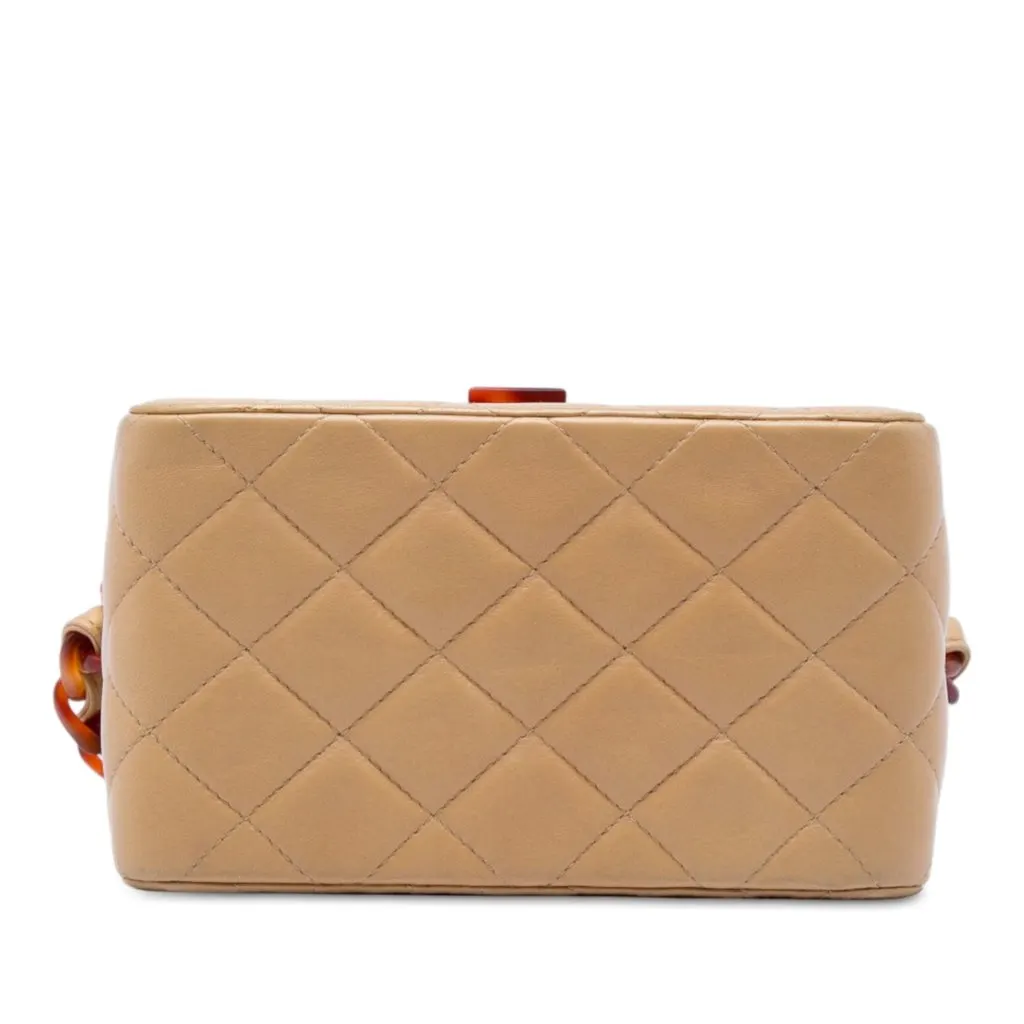 Chanel CC Quilted Lambskin Tortoiseshell Box Bag Beige Leather Very good - Inside View