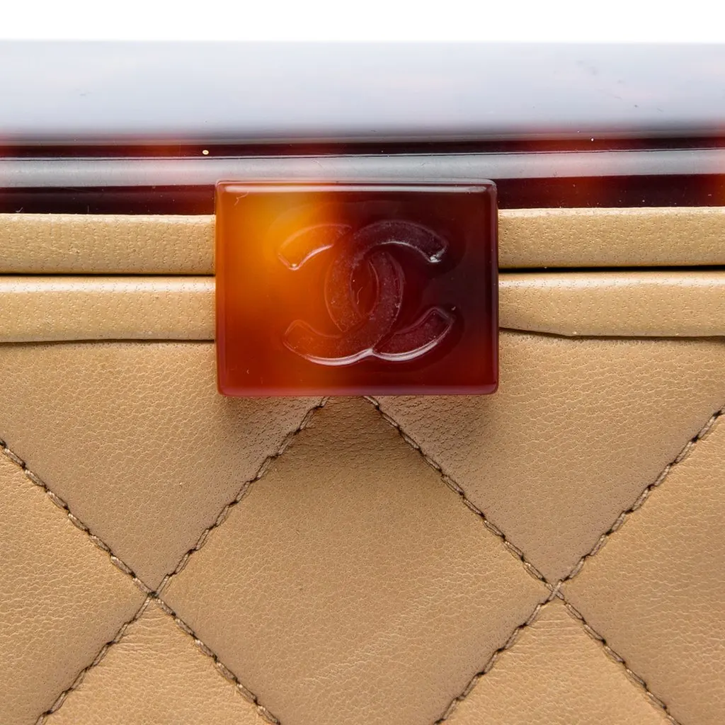 Chanel CC Quilted Lambskin Tortoiseshell Box Bag Beige Leather Very good - Box View