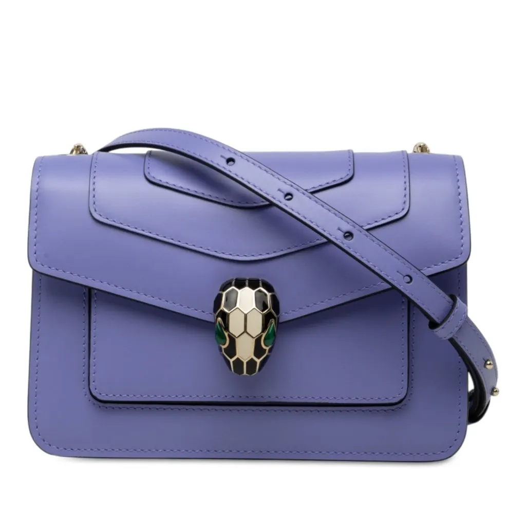 Bvlgari Calfskin Serpenti Forever Crossbody Purple Leather Very good - Front View
