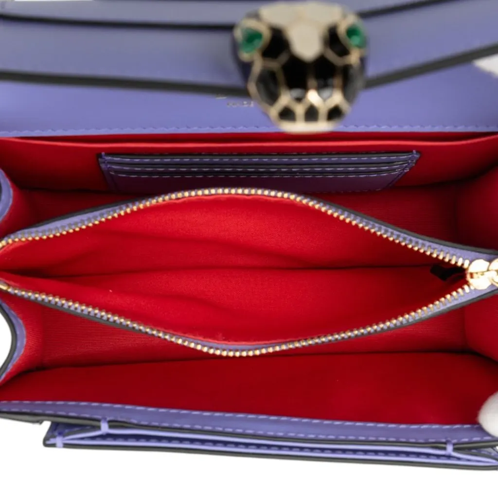 Bvlgari Calfskin Serpenti Forever Crossbody Purple Leather Very good - Model View