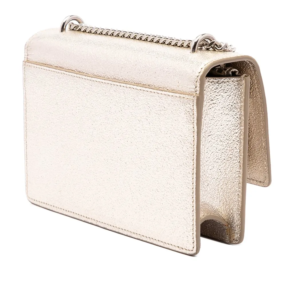 Saint Laurent Mini Metallic Calfskin Monogram Sunset Wallet on Chain Gold Leather Very good - Back View