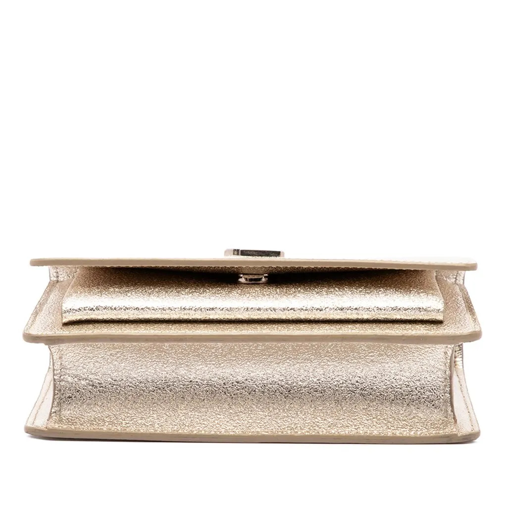 Saint Laurent Mini Metallic Calfskin Monogram Sunset Wallet on Chain Gold Leather Very good - Inside View