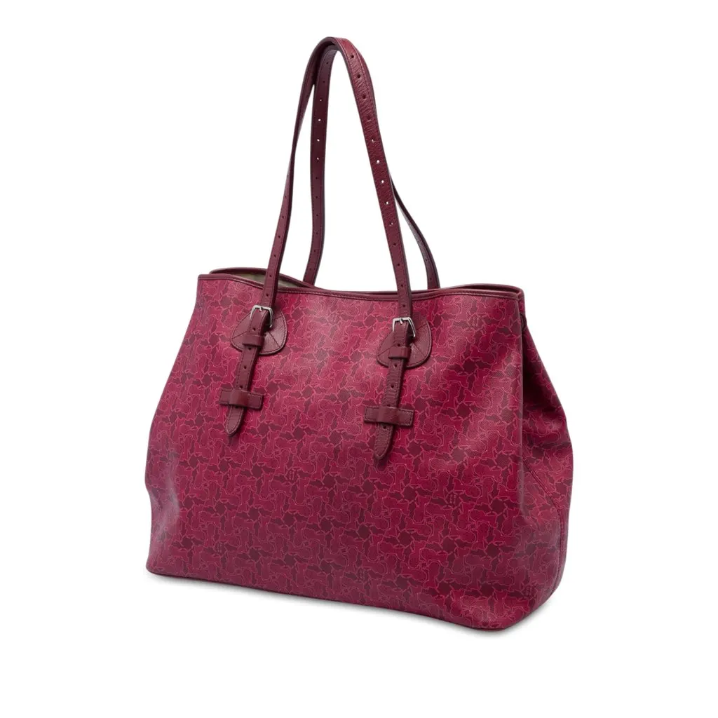 Celine Coated Canvas Le Horse Carriage Tote Red Very good - Back View