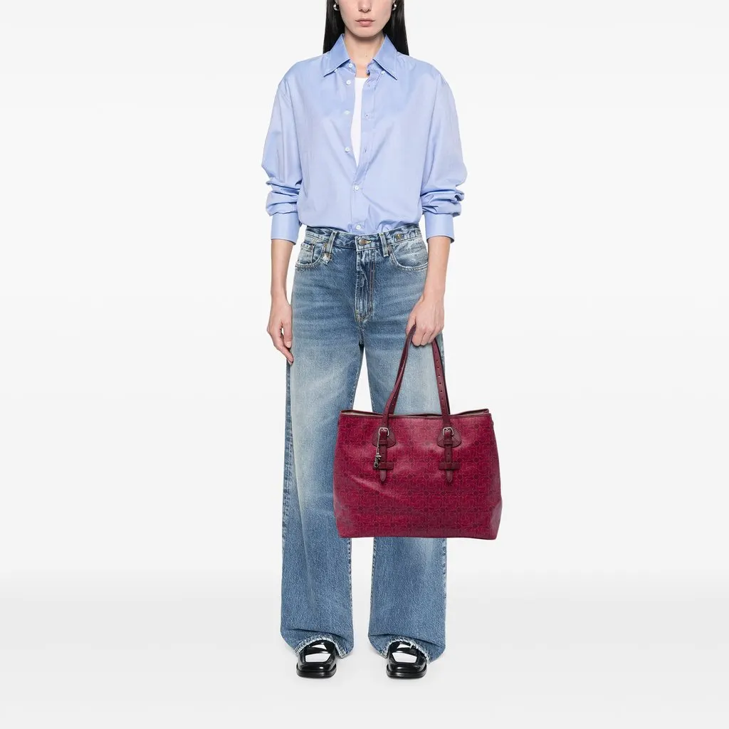 Celine Coated Canvas Le Horse Carriage Tote Red Very good - Box View