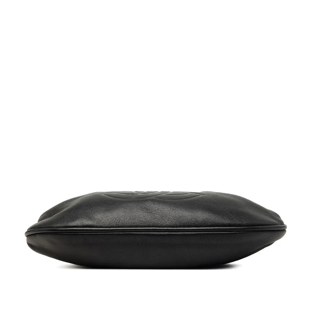 Chanel CC Lambskin Kiss Lock Evening Clutch with Chain Black Leather Very good - Inside View